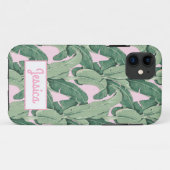 Tropische bananenbladeren op roze Case-Mate iPhone case (Achterkant (horizontaal))