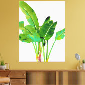 Tropische bananenbladeren Waterverf Canvas Afdruk (Insitu (Woonkamer))