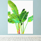 Tropische bananenbladeren Waterverf Canvas Afdruk (Insitu (Houten vloer))