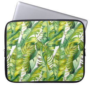 Tropische bananenbladeren Waterverf Laptop Sleeve