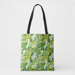 Tropische bananenbladeren Waterverf Tote Bag
