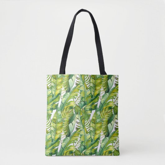 Tropische bananenbladeren Waterverf Tote Bag (Voorkant)