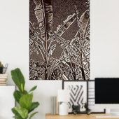 Tropische bananenbomen zwart-wit print (Thuiskantoor)