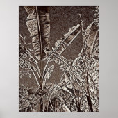 Tropische bananenbomen zwart-wit print (Voorkant)