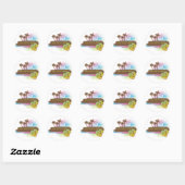 Tropische banner ronde sticker (Vel)
