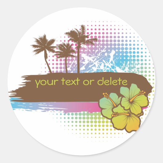 Tropische banner ronde sticker (Voorkant)