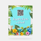Tropische Bar Bruidsfeest Borrel QR-code Acryl Bord (Voorkant)