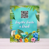 Tropische Bar Bruidsfeest Borrel QR-code Acryl Bord (Neutraal)