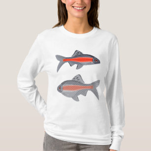Tropische Barb Soort Vis Rood en Grijs Exotisch Wa T-shirt
