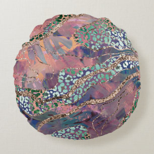 Tropische Batik Dier Glitter Glam 1 Rond Kussen