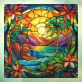 tropische bay gebrandschilderde glaskunst raamsticker (Vel 3)