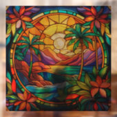 tropische bay gebrandschilderde glaskunst raamsticker (Vel 2)