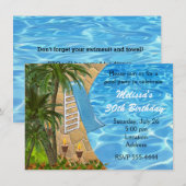 Tropische BBQ Zomer Zwembad Zwemfeest Uitnodiging (Voorkant / Achterkant)