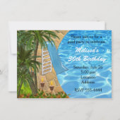 Tropische BBQ Zomer Zwembad Zwemfeest Uitnodiging (Voorkant)