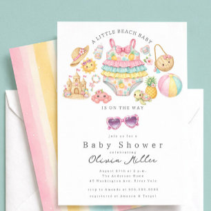 Tropische Beach Baby Shower Uitnodiging Meisje