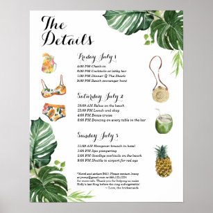 Tropische Beach Bachelorette Weekend Itinerary Poster