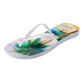 Tropische Beach Blue Green Waterverf Teenslippers (Schuin)