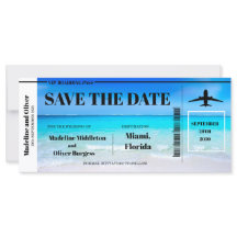 Tropische beach boarding Pass Weddenschap Save the