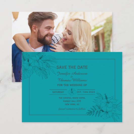 Tropische Beach Boho Summer Save the Date (Voorkant / Achterkant)