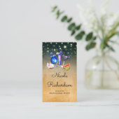 Tropische Beach Cocktails en Palm String Lights Visitekaartje (Staand voorkant)