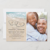 Tropische  Beach Heart Weddenfoto Kaart (Voorkant)