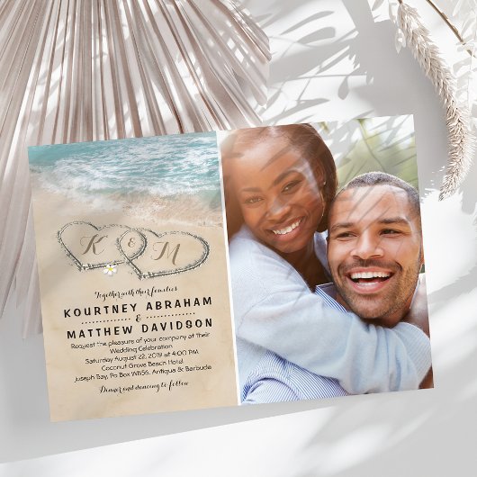 Tropische  Beach Heart Weddenfoto Kaart