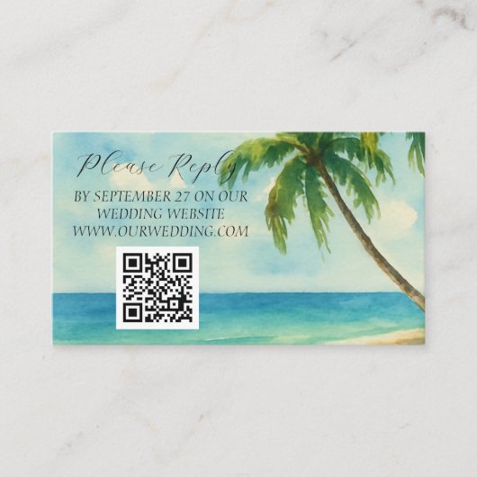 Tropische Beach Island Palm Trees Wedding Informatiekaartje (Voorkant)