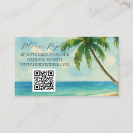 Tropische Beach Island Palm Trees Wedding Informatiekaartje