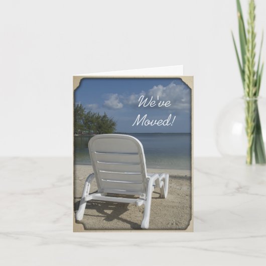 Tropische Beach Lounge Verandering van Adres Aankondiging (Voorkant)