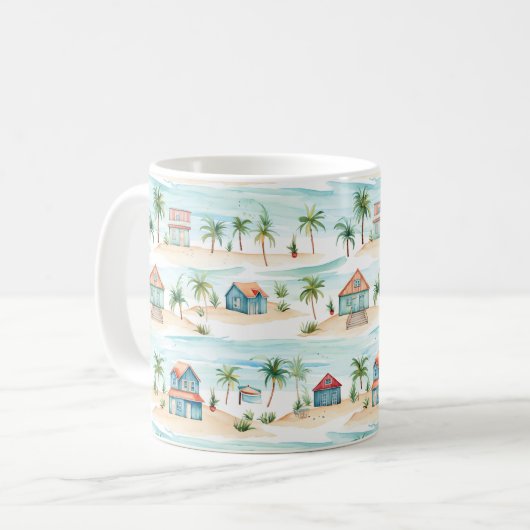 Tropische Beach Ocean Palm Tree Koffiemok (Voorkant links)