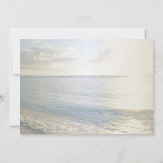 Tropische beach, palm, string lichten sparen de da save the date (Achterkant)