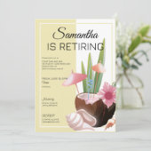 Tropische Beach Pensioen Afscheid Cocktail Party Kaart (Staand voorkant)