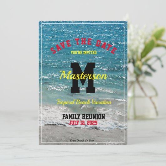 Tropische Beach reunion Invitation Combination Save The Date (Staand voorkant)