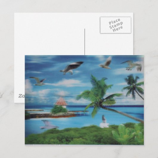 Tropische Beach Scene Art Print Briefkaart (Voorkant / Achterkant)