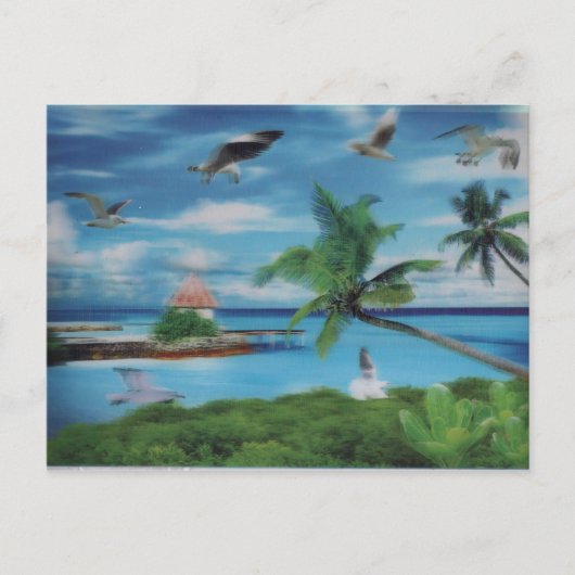 Tropische Beach Scene Art Print Briefkaart (Voorkant)