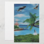 Tropische Beach Scene Art Print Briefpapier (Voorkant / Achterkant)