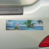 Tropische Beach Scene Art Print Bumpersticker (Op auto)
