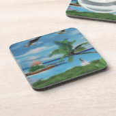 Tropische Beach Scene Art Print Drankjes Onderzetter (Linkerzijde)