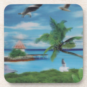 Tropische Beach Scene Art Print Drankjes Onderzetter