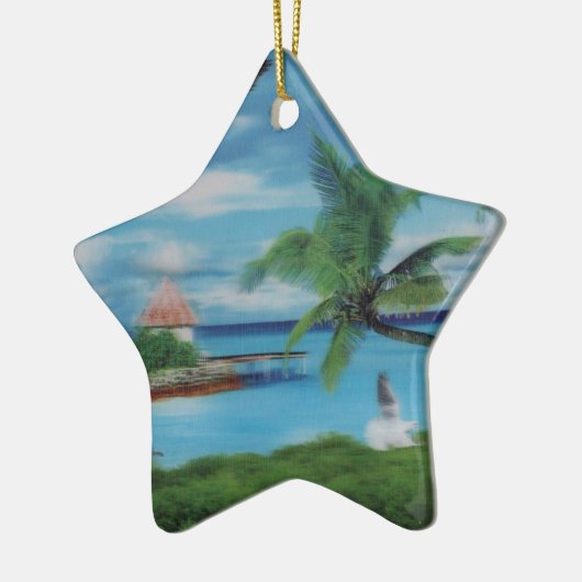 Tropische Beach Scene Art Print Keramisch Ornament (Links)