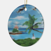 Tropische Beach Scene Art Print Keramisch Ornament (Links)