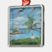 Tropische Beach Scene Art Print Metalen Ornament (Links)