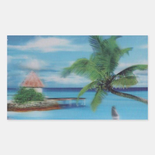 Tropische Beach Scene Art Print Rechthoekige Sticker (Voorkant)