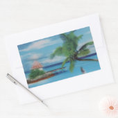 Tropische Beach Scene Art Print Rechthoekige Sticker (Envelop)