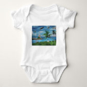 Tropische Beach Scene Art Print Romper (Voorkant)