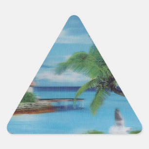 Tropische Beach Scene Art Print Sticker