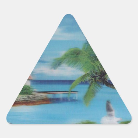Tropische Beach Scene Art Print Sticker (Voorkant)