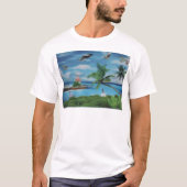 Tropische Beach Scene Art Print T-shirt (Voorkant)