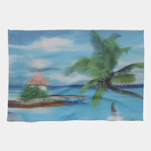 Tropische Beach Scene Art Print Theedoek