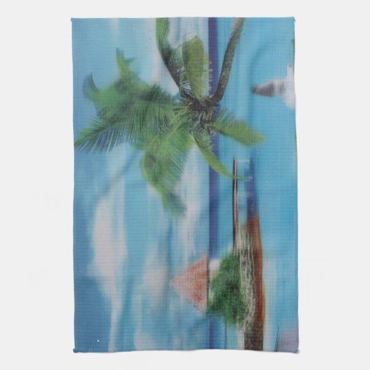 Tropische Beach Scene Art Print Theedoek (Verticaal)